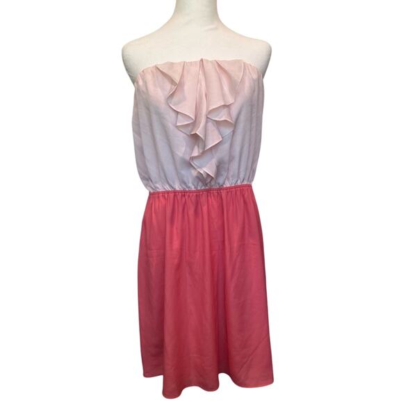 Express Size 12 Two-Tone Pink Ruffled Strapless Dress - Picture 1 of 10